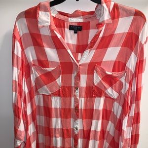 Tinsel 3X red and white button down never worn